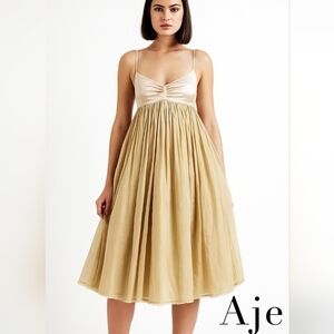 AJE Peasant Style Silk Cotton Layered Mini Dress Size 8 Women's